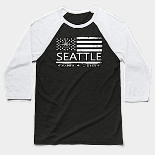 Us Flag Seattle, Seattle City Love Baseball T-Shirt